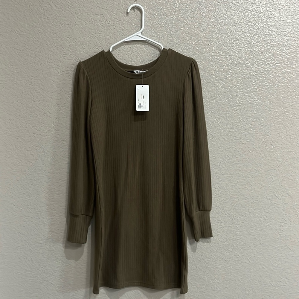 Evereve BB Dakota Womens earth Green long sleeve sweater dress size Medium